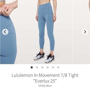 Lululemon In Movement Everlux  7/8 Tights